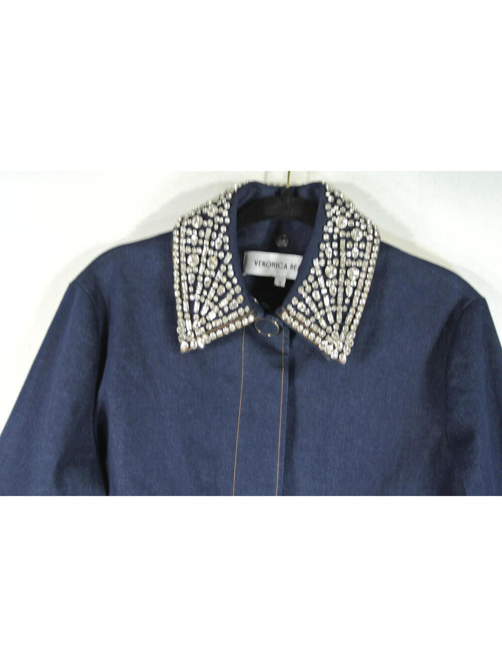NEW, Veronica Beard Barrington Denim Embellished Jacket Sz 12 #SJ2300 - Picture 5 of 11